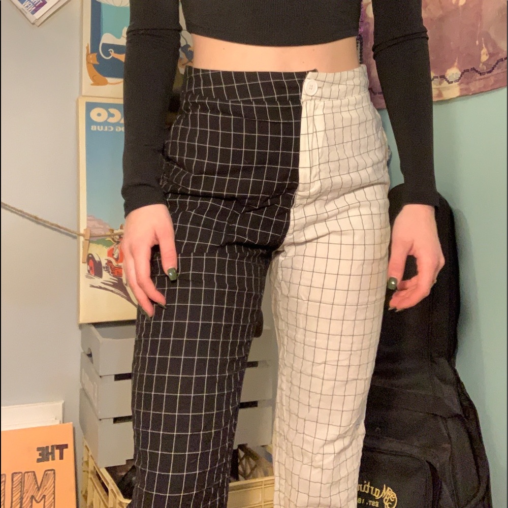 Princess Polly B&W Plaid Pants